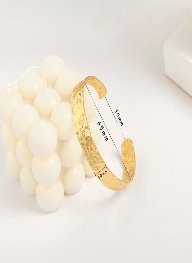 SOFYBJA 18K Gold Plated Hammered Cuff Chunky Bangle Bracelet Dainty Gold Open Stacked Bracelet Fine Jewelry for Women - Image 4